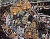 The House Bend or Island City literally the house elbow by Egon Schiele